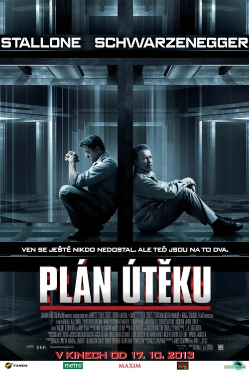 Plán útěku. Expert na útěky z vězení Sylvester Stallone má za úkol prověřovat bezpečnost federálních věznic s nejvyšší ostrahou a hledat slabiny v bezpečnostních systémech. Když se v utajení dostane do nové věznice, která byla postavena podle jeho vlastních zabezpečovacích návrhů, zjistí, že na něj byla nastražena past. Jedinou šancí na záchranu je spojenectví s trestancem Arnoldem Schwarzeneggerem. Ředitel věznice je však tvrdým protivníkem... Americký akční thriller (2013). Dále hrají J. Caviezel, V. Jones, V. D´Onofrio, Curtis "50 Cent" Jackson, A. Ryan, C. Balfe a další. Režie M. Hafström