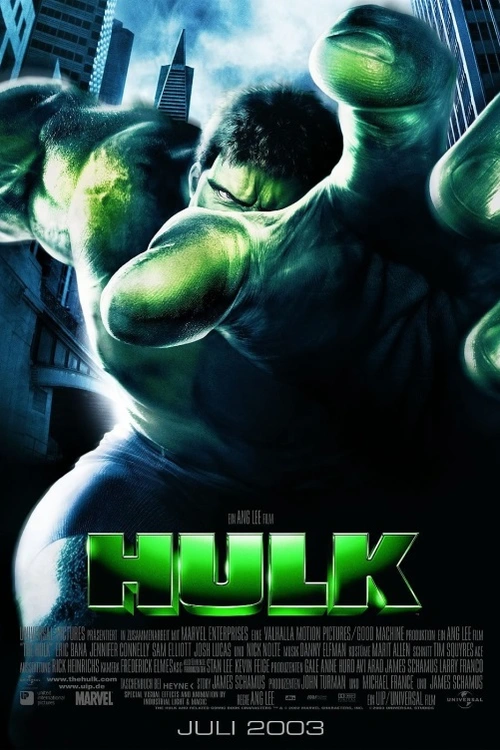 V celovečerním filmu Hulk, jehož rozpočet byl 120 milionů, se objeví Eric Bana, milostný objekt Jennifer Connellyová a jako otec Nick Nolte. Netradičně jej natočil umělecký režisér Ang Lee, očekává se, že znovu uplatní svou genialitu a přines i komiksovému žánru hluboké emoce.