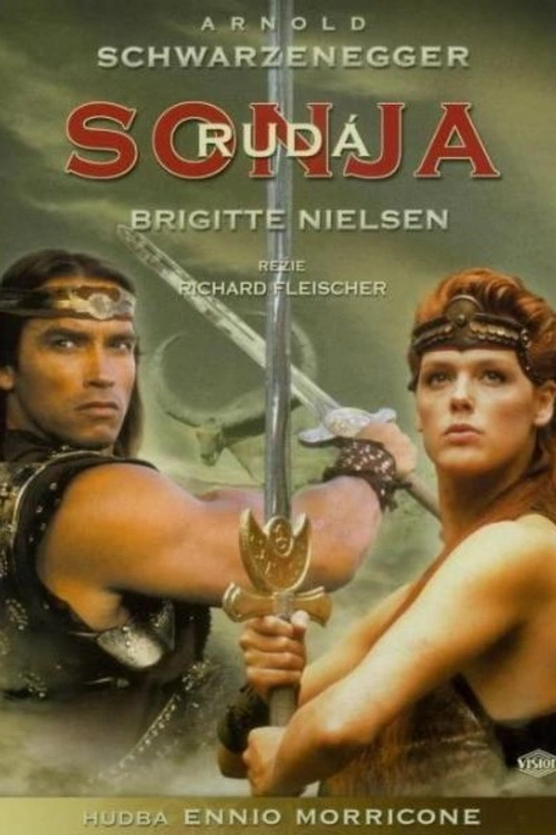 Rudá Sonja. Celá rodina Rudé Sonji je vyvražděna vojáky královny Gedren. Ona sama přežije a v noci ji podivný duch obdaří nadpřirozenou silou. Sonja se vydá na cestu do Gerendiny říše najít a zničit talisman.