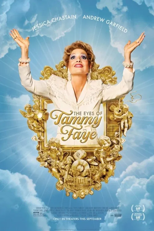 Životní příběh manželského páru Tammy Faye a Jima Bakkerových, kteří zbohatli na propagaci křesťanství. Začali s loutkovým představením a skončili u pravidelného televizního vysílání. Jejich rychlý vzestup ale následoval tvrdý pád po odhalení peněžních podvodů... Americký životopisný film (2021). Hrají J. Chastainová, A. Garfield, V. D’Onofrio, Ch. Jonesová, S. Jaeger a další. Režie M. Showalter.