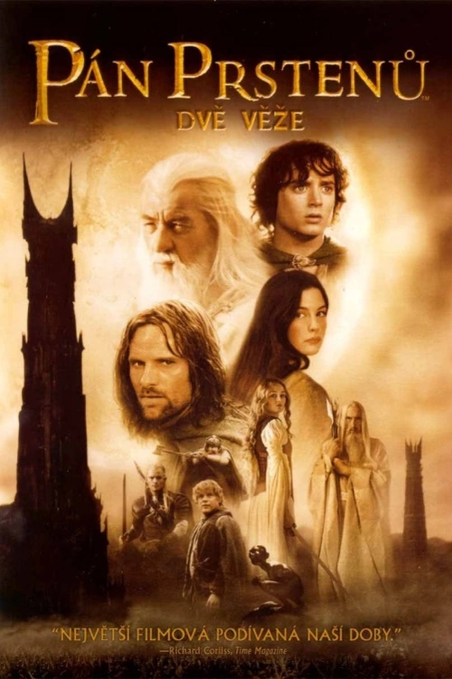 Pán prstenů: Dvě věže. Druhý díl filmové ságy o hobitu Frodovi, který se vydal zničit prokletý prstýnek moci, pokračuje v nebezpečném putování. Příběh sleduje souboj mezi silami světla a temnoty. První díl byl úspěšný, získal cenu AFI a vydělal přes 350 milionů dolarů.