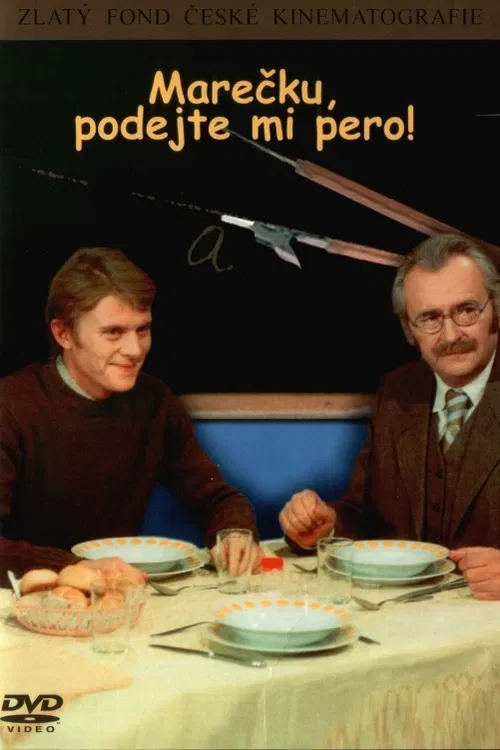 Marečku, podejte mi pero!. Česká komedie. Jiří Kroupa by mohl v práci povýšit - musel by si ale doplnit vzdělání. Ukazuje se, že má horší prospěch než jeho syn, který přes den sedává ve stejné lavici. Obstojí před profesory i spolužáky?