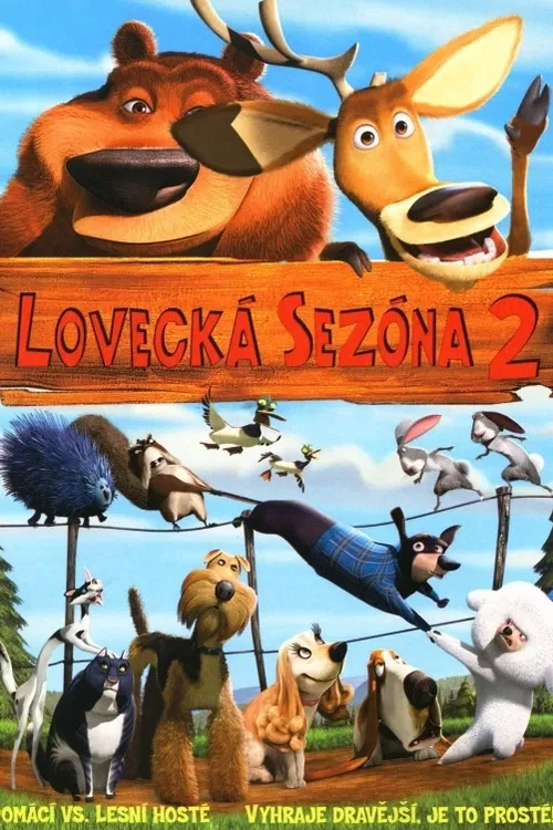 Lovecká sezóna 2. Užvaněný a potrhlý jelen Elliot je sice až po uši zamilován do Giselle, ale jejich společná cesta nevede přímo k oltáři. Jezevčíka Buřtíka totiž uneslo několik rozmazlených zvířátek, která jsou rozhodnutá vrátit ho jeho majitelům. Zdomácnělý medvěd grizzly Boog, Elliot a další lesní stvoření se proto pouští do velké záchranné akce a brzy se ocitají uprostřed nepřátelského tábora - ve světě domácích mazlíčků. A ti v čele s pudlem jménem Fifi nemají v plánu vzdát se Buřtíka bez boje... Americký animovaný film (2009). Režie M. O'Callaghan