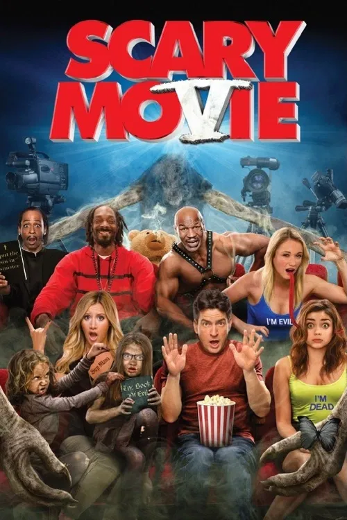Témou pátého pokračování Scary Movie jsou tentokrát dokumentární série Paranormální aktivity Šťastný manželský pár Dan a Jody si začnou všímat nějaké bizarní aktivity, jakmile přivedou domů své ztracené neteře a synovce. Ale když chaos zasáhne i Jodyinu práci baletky a Danovu kariéru výzkumníka lidoopů, uvědomí si, že jejich rodinu pronásleduje odporný démon. Společně s radami mentalisty a pomocí četných sledovacích kamer musí přijít na to, jak se toho zbavit, než bude příliš pozdě.Americká komedie (2013).Hrají: A. Tisdale, S. Rex, L. Lohan, C. Sheen, T. Crews, K. Walsh, H. Locklear, M. Shannon, J. Guy, M. Tyson, A. Stone.Režie: Malcolm D. Lee(82min)