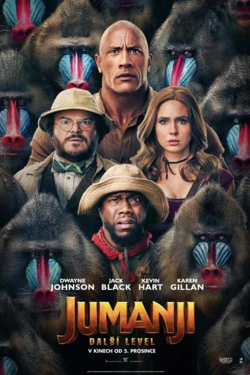 Jumanji: Další level. Martha, Bethany a Fridge se vracejí zpět do hry, aby našli Spencera, který záhadně zmizel. Zjistí však, že se hra změnila, a že přežít ve světě Jumanji bude mnohem náročnější. Jumanji už totiž není jen džungle, jsou to i rozpálené pouště či zasněžená pohoří plné nových nebezpečných nástrah... Americká akční komedie (2019). Hrají D. Johnson, J. Black, K. Hart, K. Gillan, Awkwafina, N. Jonas, D. Glover, D. DeVito, C. Hanks a další. Režie J. Kasdan