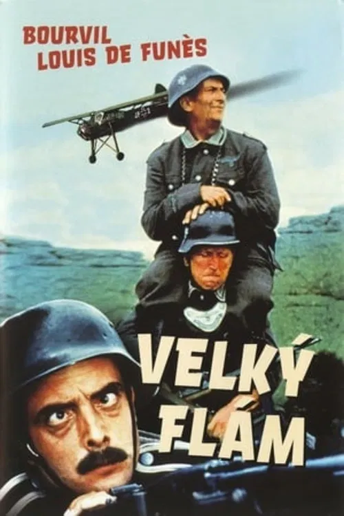 Louis de Funès a Bourvil ve válečné vřavě. Nezbývá než být stateční. Slavná francouzská komedie (1966). Dále hrají: Terry-Thomas, B. Sterzenbach, M. Marshall, C. Brook, A. Parisyová, C. Brossetová a další. Scénář a režie Gérard Oury